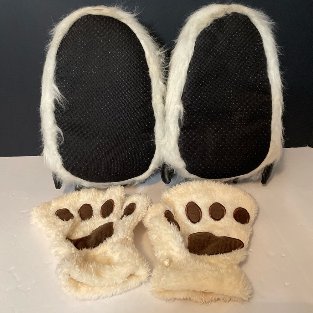 Giant Panda Head, Slipper Claw Feet And Paw Mittens Costume Cosplay Halloween - Picture 8 of 14